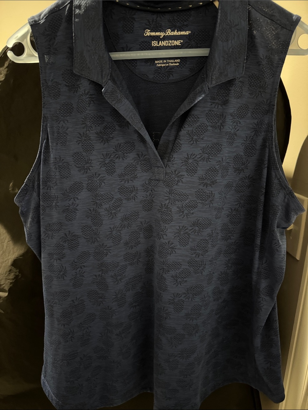Tommy Bahama Navy Pineapple Jacquard Sleeveless Polo Camisole